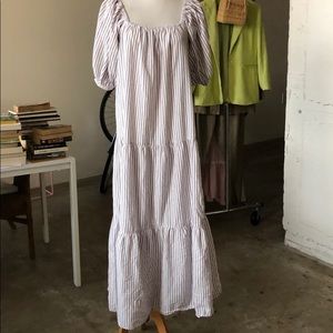 ASOS DESIGN tiered maxi dress with puff in stripe